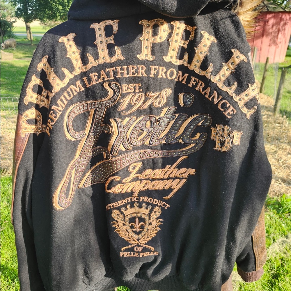 Pelle Pelle Black Hoodie with Gold Metallic Logo